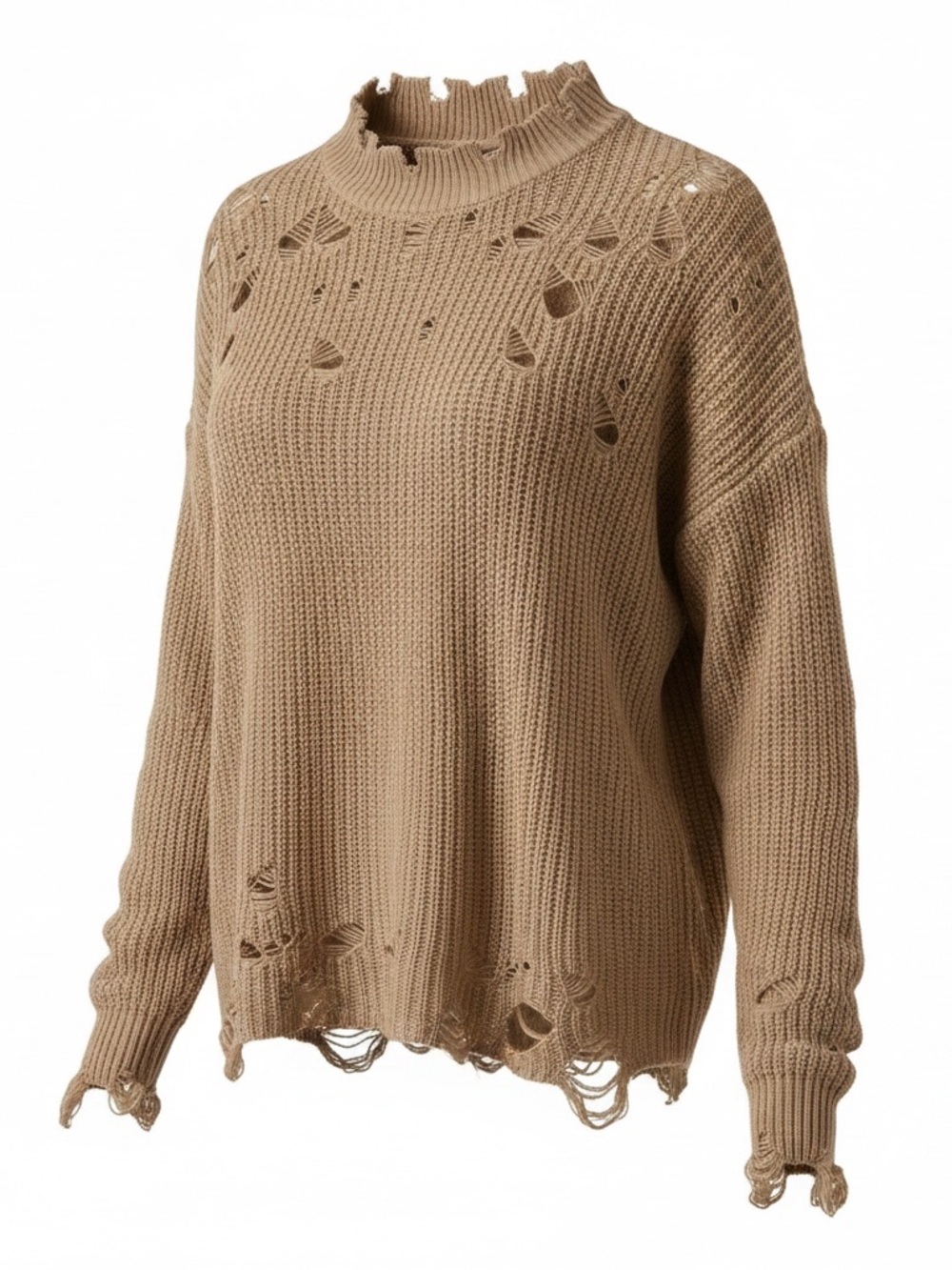 Daytrip Camel Ribbed Knit Pullover